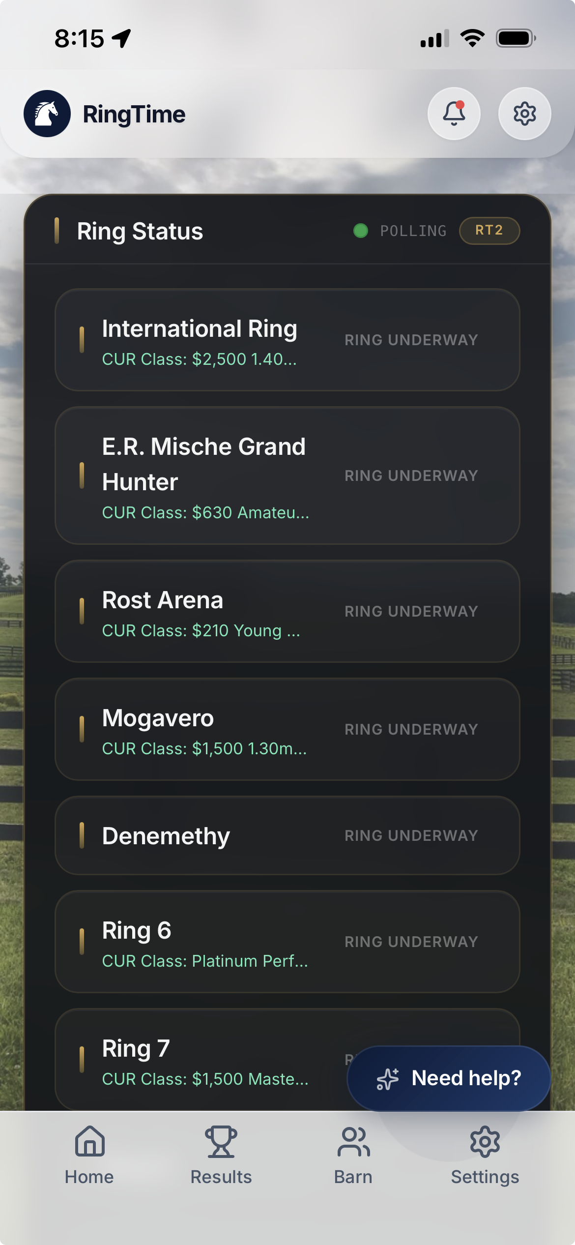 RingTime App Interface